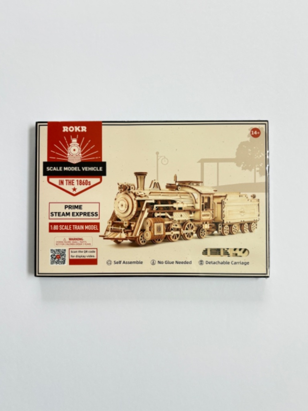 ROKR 3D Wooden Puzzle Scale Model Vehicle Prime Steam Express Train 1:80 Scale